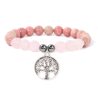 Olivenorma Natural Crystal Tree of Life Pendant Bracelet