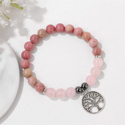 Olivenorma Natural Crystal Tree of Life Pendant Bracelet