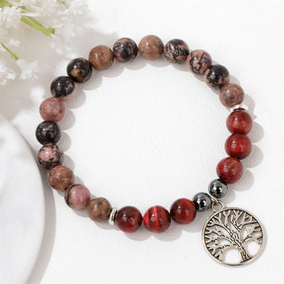 Olivenorma Natural Crystal Tree of Life Pendant Bracelet