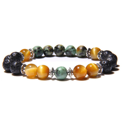 Olivenorma Natural Cat's Eye Stone Beads Men Bracelet