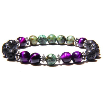 Olivenorma Natural Cat's Eye Stone Beads Men Bracelet