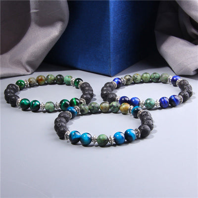 Olivenorma Natural Cat's Eye Stone Beads Men Bracelet