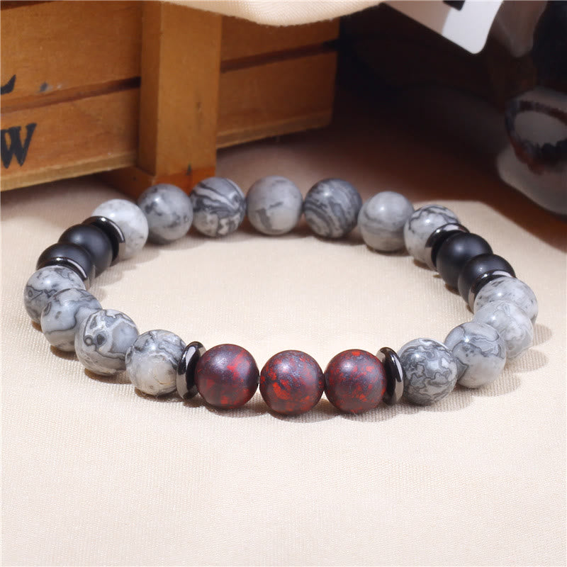 Olivenorma Natural Gray Jasper Beads Bracelet