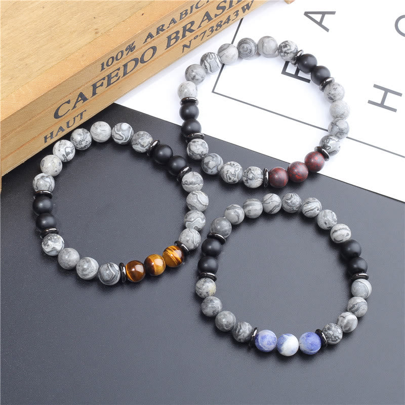 Olivenorma Natural Gray Jasper Beads Bracelet