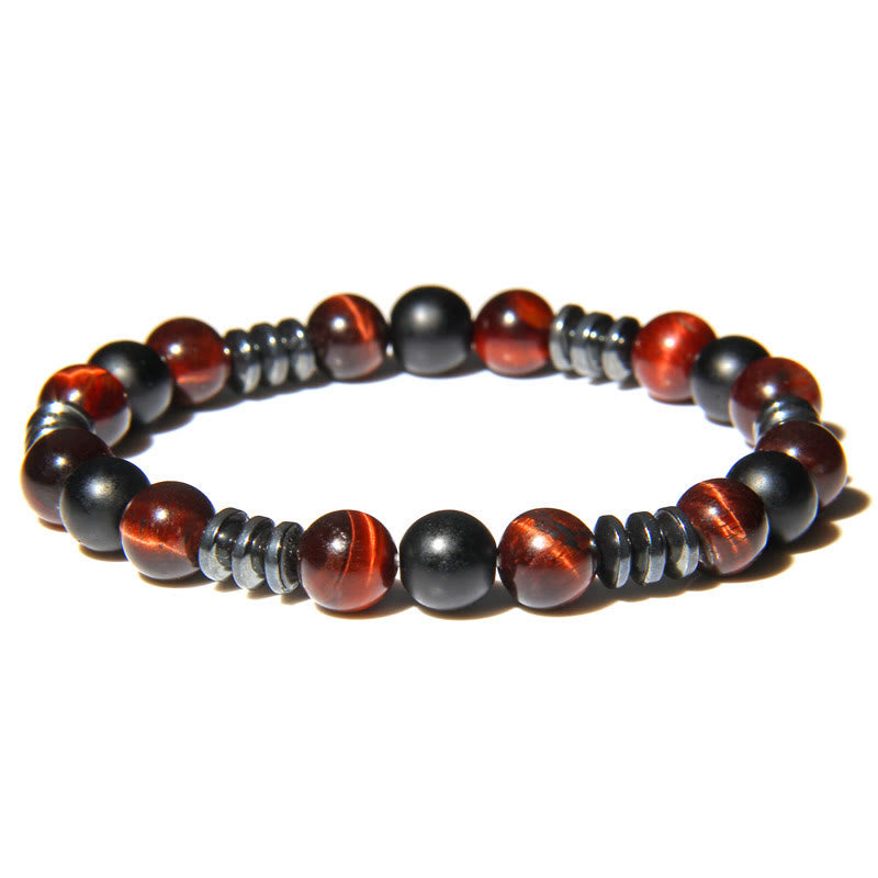 Olivenorma Natural Hematite Tiger Eye Stone Beads Bracelet