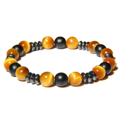 Olivenorma Natural Hematite Tiger Eye Stone Beads Bracelet