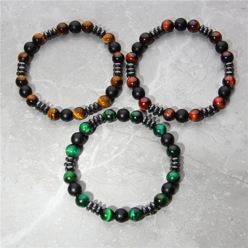 Olivenorma Natural Hematite Tiger Eye Stone Beads Bracelet