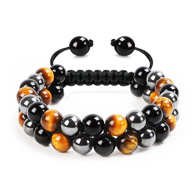 Olivenorma Men Hematite Green Tiger Eye Beads Bracelet