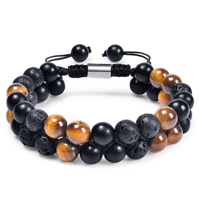 Olivenorma Men Hematite Obsidian Tiger Eye Beads Bracelet