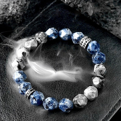 Olivenorma Men Geometric Facets Blue Sodalite Labradorite Beads Bracelet