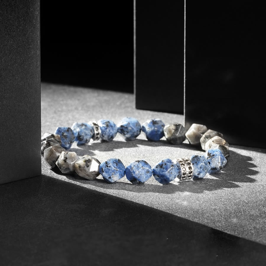 Olivenorma Men Geometric Facets Blue Sodalite Labradorite Beads Bracelet