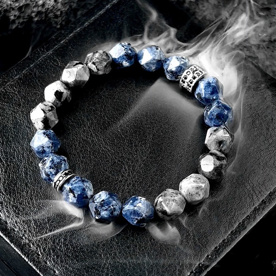 Olivenorma Men Geometric Facets Blue Sodalite Labradorite Beads Bracelet