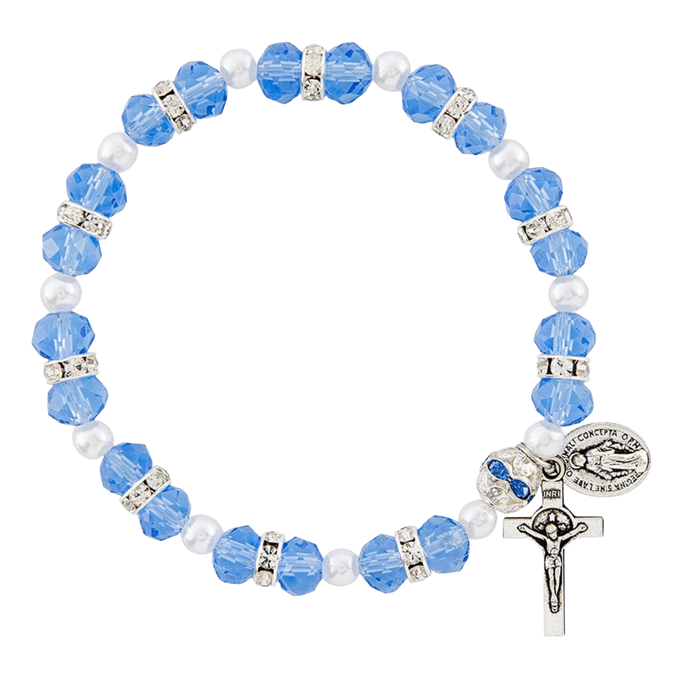 Olivenorma "Grounded In Faith" Sapphire Crystal Rosary Bracelet