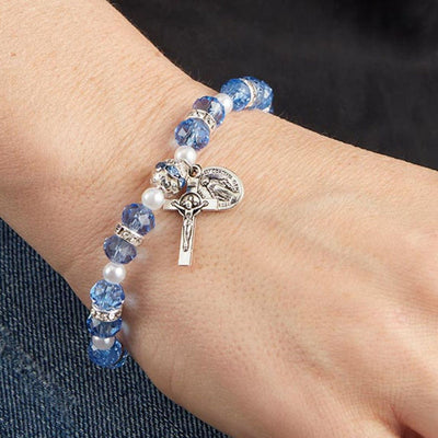 Olivenorma "Grounded In Faith" Sapphire Crystal Rosary Bracelet