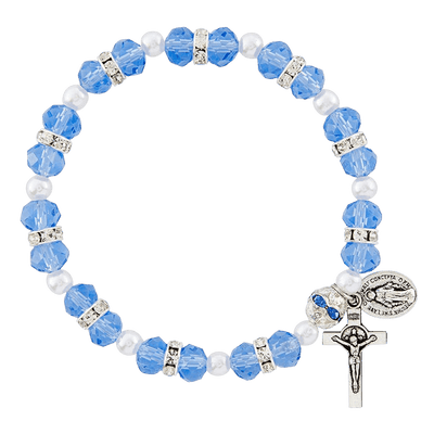 Olivenorma "Grounded In Faith" Sapphire Crystal Rosary Bracelet