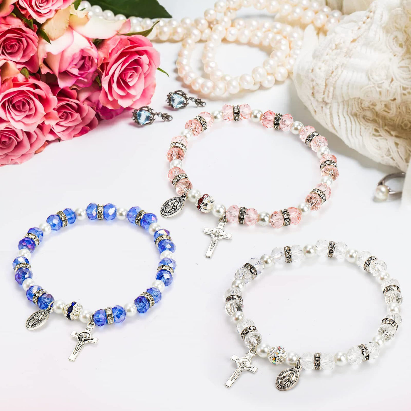 Olivenorma "Grounded In Faith" Sapphire Crystal Rosary Bracelet