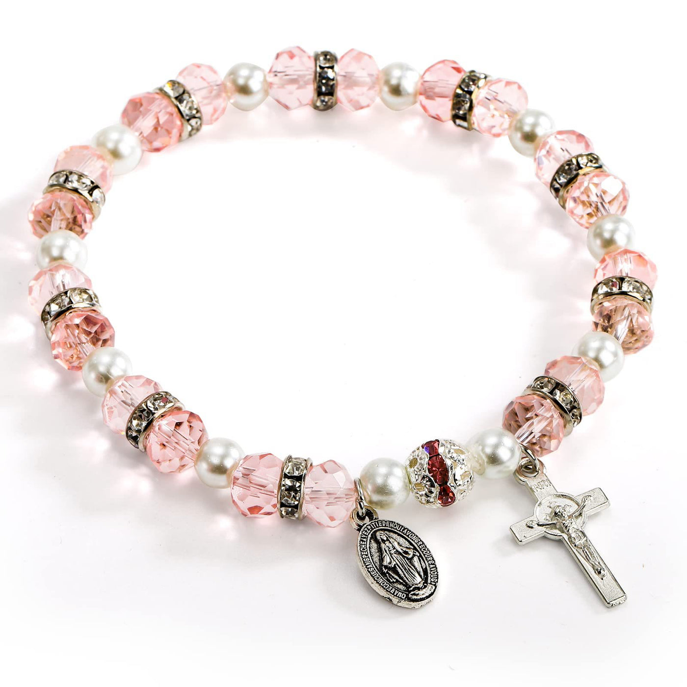 Olivenorma "Grounded In Faith" Sapphire Crystal Rosary Bracelet  - Rose Quartz - image 7