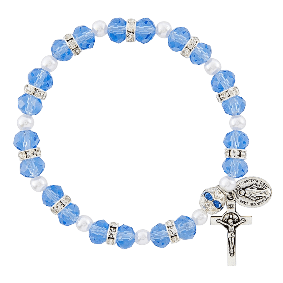 Olivenorma "Grounded In Faith" Sapphire Crystal Rosary Bracelet  - image 3