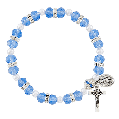 Olivenorma "Grounded In Faith" Sapphire Crystal Rosary Bracelet  - image 3