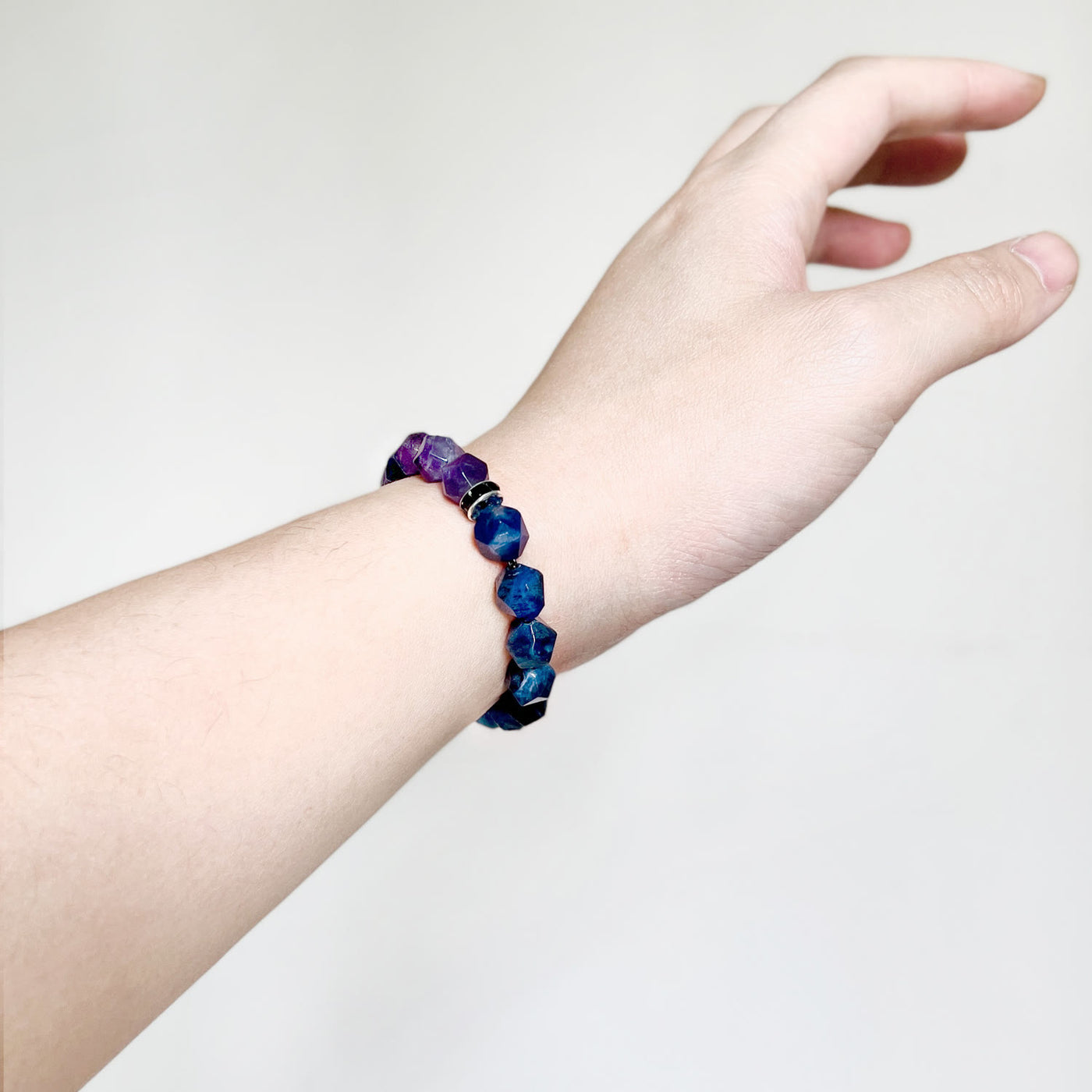 Olivenorma Men Geometric Facets Blue Sodalite Amethyst Beads Bracelet