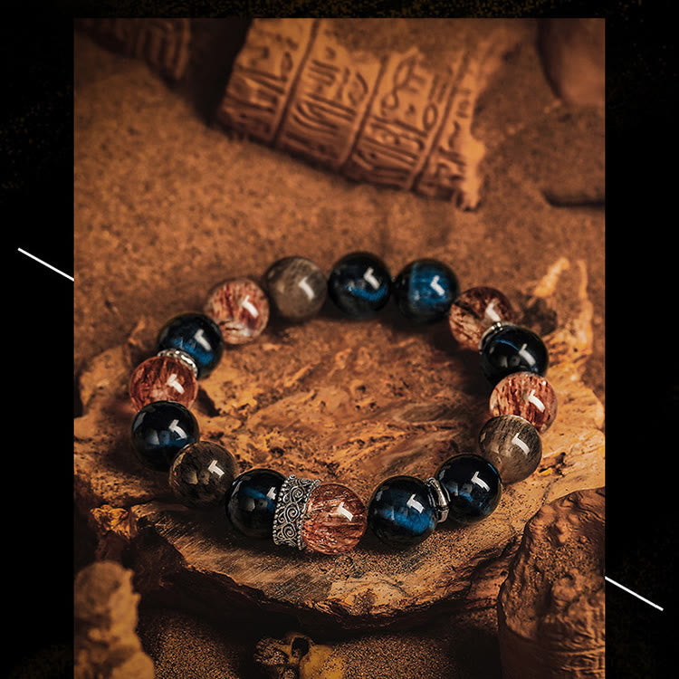 Olivenorma Men Black Gold Super Seven Beads Bracelet