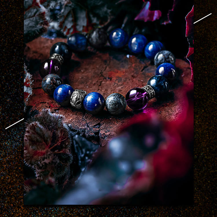 Olivenorma Men Lapis Lazuli Amethyst Pietersite Beads Bracelet