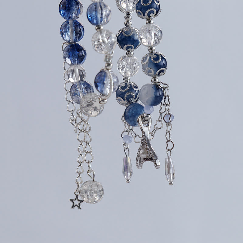 Olivenorma Blue And White Contrasting Glass Crystal Bracelet