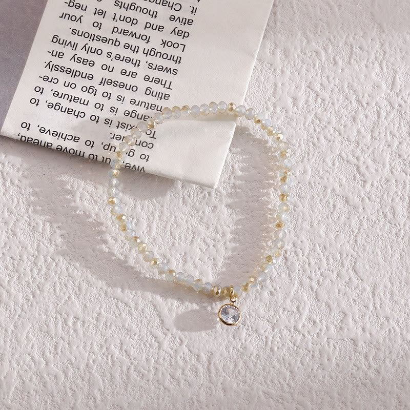 Olivenorma White Zircon Pendant Color Rice Beads Bracelet