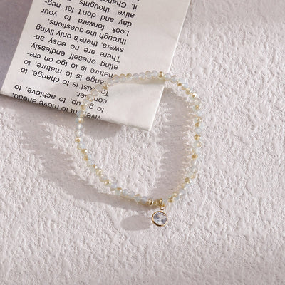 Olivenorma White Zircon Pendant Color Rice Beads Bracelet