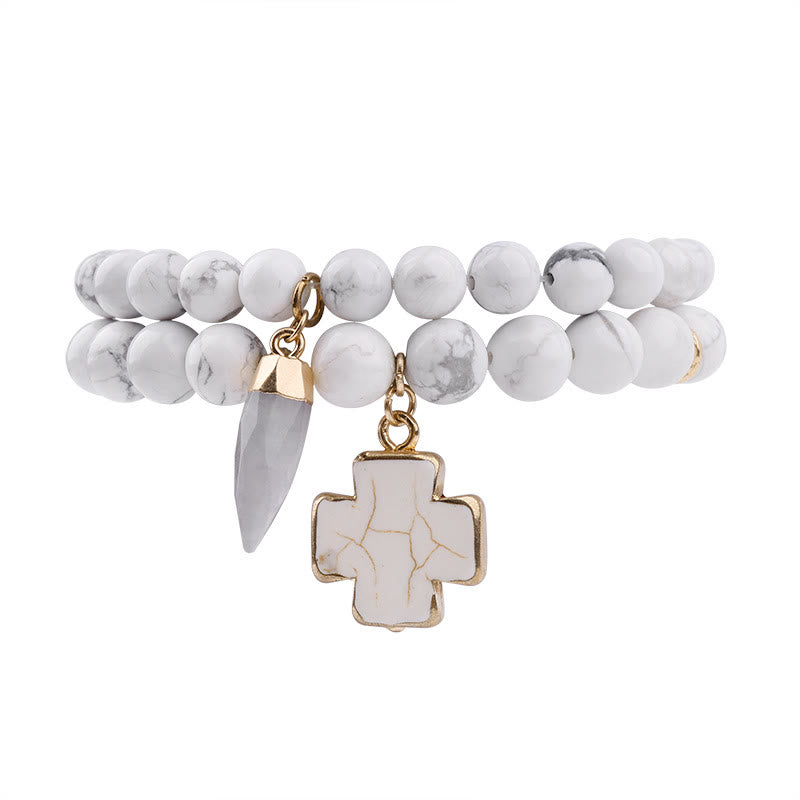 Olivenorma White Turquoise Clear Crystal Cross Bracelet