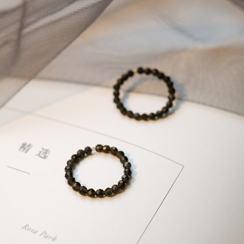 Olivenorma Extra Fine 3mm Faceted Obsidian Bead Ring - image 6
