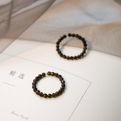 Olivenorma Extra Fine 3mm Faceted Obsidian Bead Ring - image 6