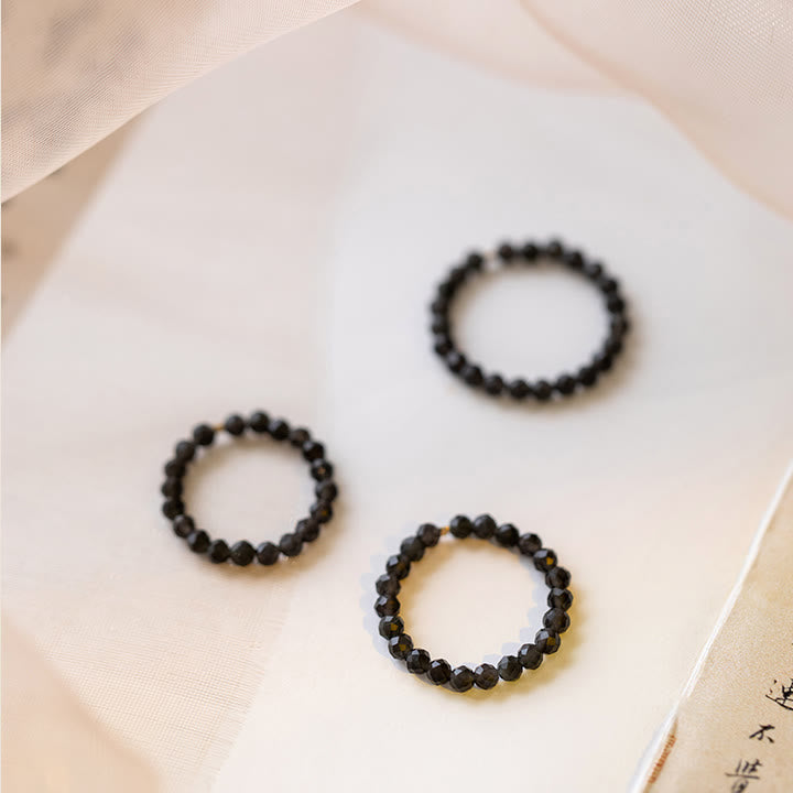 Olivenorma Extra Fine 3mm Faceted Obsidian Bead Ring - image 7