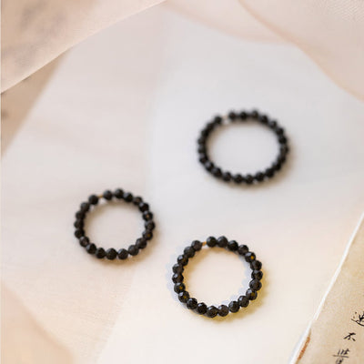 Olivenorma Extra Fine 3mm Faceted Obsidian Bead Ring - image 7