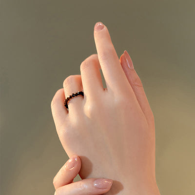Olivenorma Extra Fine 3mm Faceted Obsidian Bead Ring - image 3