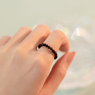 Olivenorma Extra Fine 3mm Faceted Obsidian Bead Ring - image 5