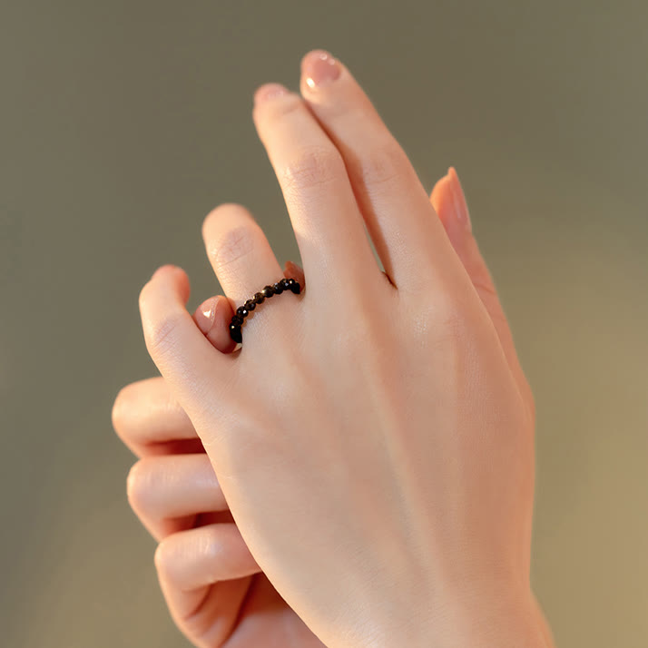 Olivenorma Extra Fine 3mm Faceted Obsidian Bead Ring - image 4