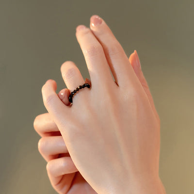 Olivenorma Extra Fine 3mm Faceted Obsidian Bead Ring - image 4