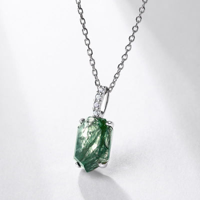 Olivenorma Four Claw Geometry Moss Agate Design Necklace