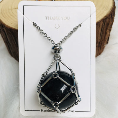 Olivenorma Crystal Stone Holder Net Pocket Metal Bamboo Necklace