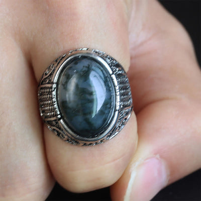 Olivenorma Green Peace - Retro Moss Agate Ring