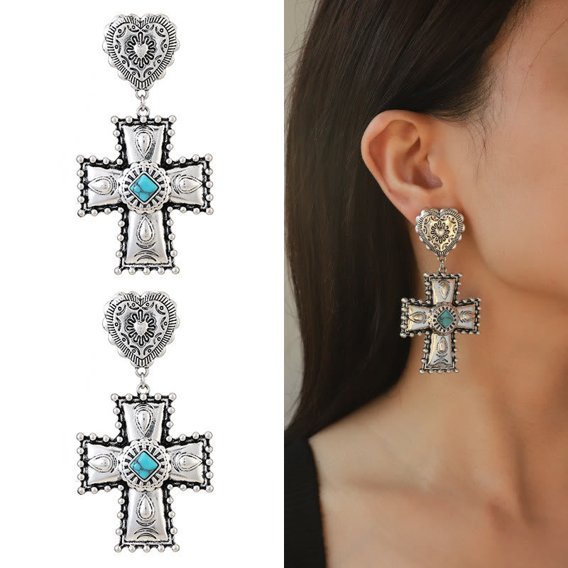 Olivenorma Love Cross Antique Design Alloy Jewelry Set - Earrings - image 4