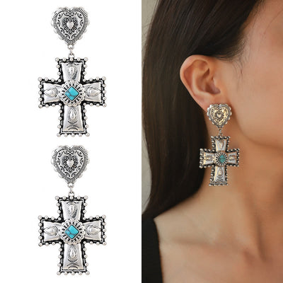 Olivenorma Love Cross Antique Design Alloy Jewelry Set - Earrings - image 4
