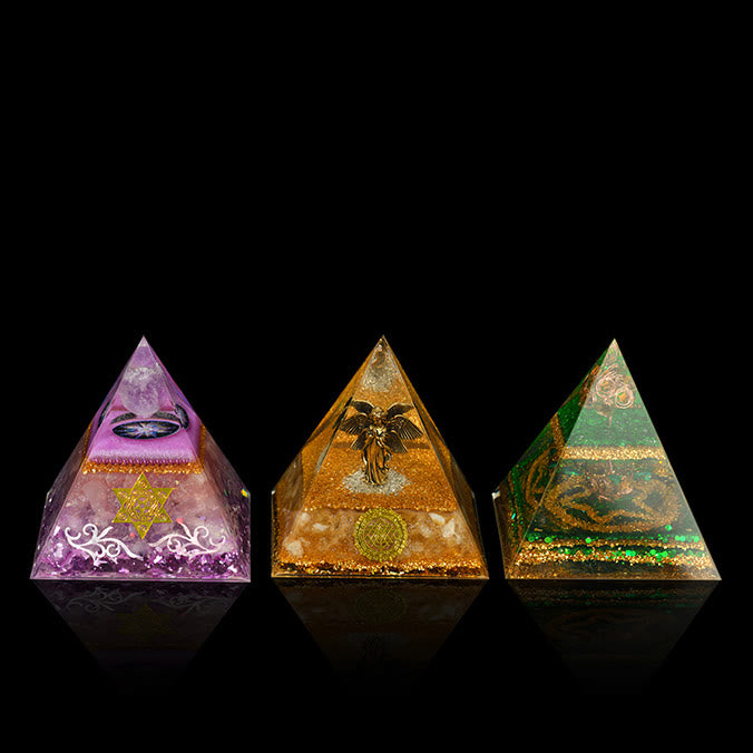 Olivenorma Natural Crystal Ornaments Functional Healing Orgone Pyramid