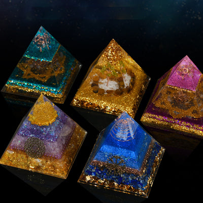 Olivenorma Natural Crystal Ornaments Functional Healing Orgone Pyramid