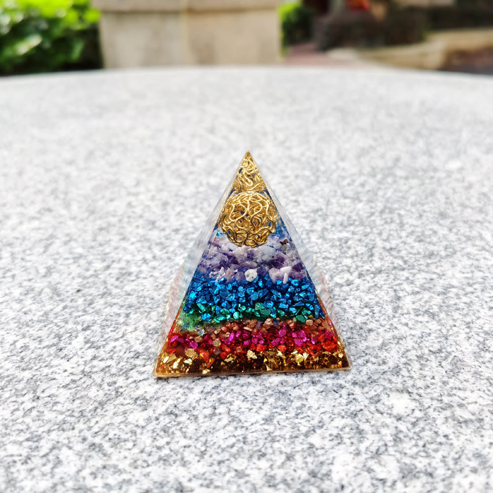 Olivenorma Amethyst Flower of Life Orgone Pyramid