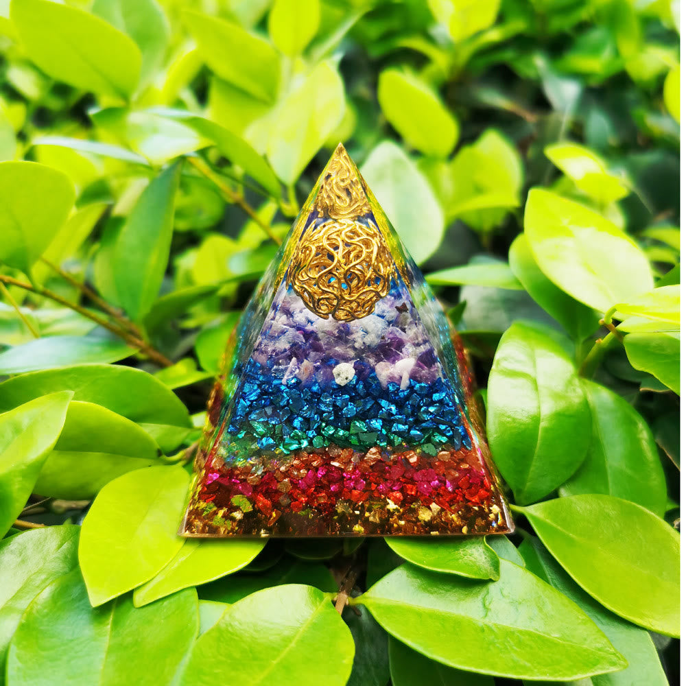 Olivenorma Amethyst Flower of Life Orgone Pyramid