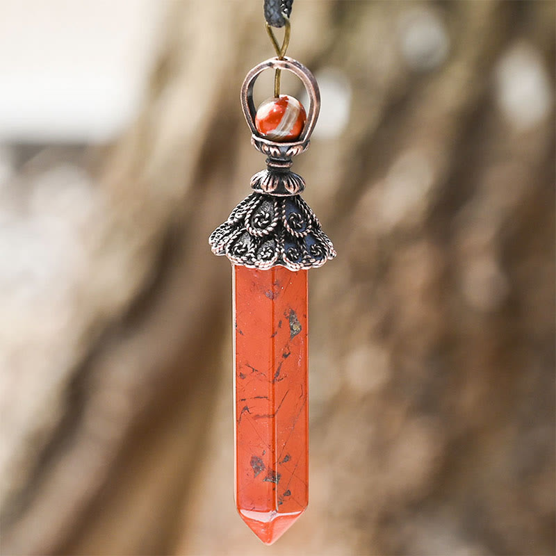 Olivenorma Meditation Hexagonal Natural Crystal Pendant Necklace