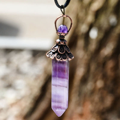 Olivenorma Meditation Hexagonal Natural Crystal Pendant Necklace