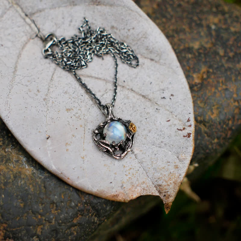 Olivenorma Moonstone Rose Pendant Necklace